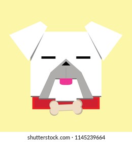 White dog with red dog collar.
