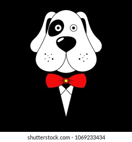 White dog in suit.