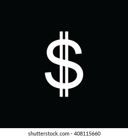 White dollar icon. Black background