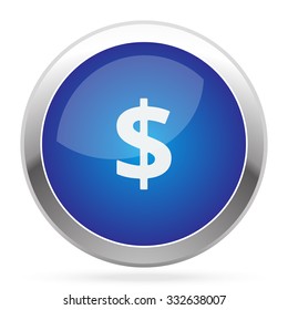 White Dollar icon on blue web app button