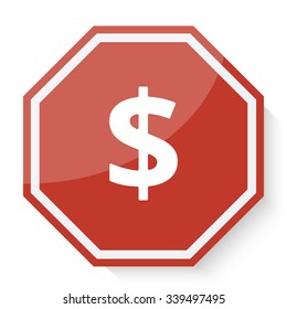 White Dollar icon on red stop sign web app