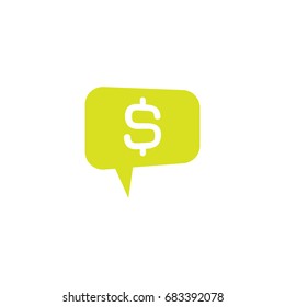 White dollar sign in green bubble. Flat point icon. Isolated on white. Economy, finance, money symbol. Paying pictogram. Vector illustration.