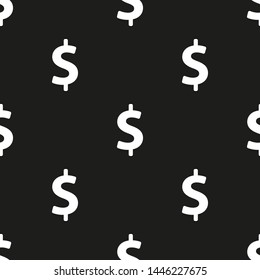  White Dollar sign. Seamless background isolated on black