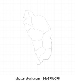 White Dominica map and grid vector. Thin gray outline on white background. EPS10.