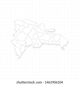 White Dominican Republic map and grid vector. Thin gray outline on white background. EPS10.