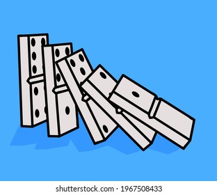 White domino bones. Symbol. Cartoon. Vector illustration.