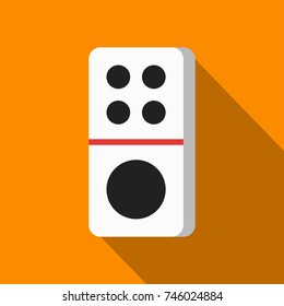 white domino icon on orange background with flat design style. circle series. vector illustration. number five