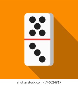 white domino icon on orange background with flat design style. circle series. vector illustration. number eight