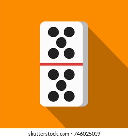 white domino icon on orange background with flat design style. circle series. vector illustration. number ten