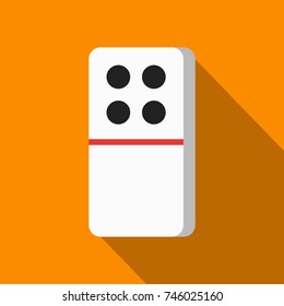 white domino icon on orange background with flat design style. circle series. vector illustration. number four