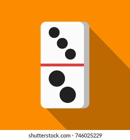 white domino icon on orange background with flat design style. circle series. vector illustration. number five