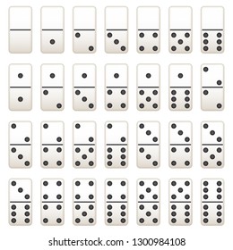 White Dominoes Complete Set Vector Icon Illustration