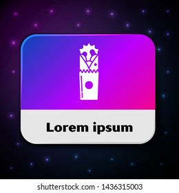 White Doner kebab icon isolated on black background. Shawarma sign. Street fast food menu. Rectangle color button. Vector Illustration
