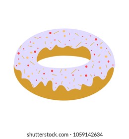 White donut cartoon style isolated vector illustration