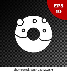 White Donut with sweet glaze icon isolated on transparent dark background.  Vector Illustration