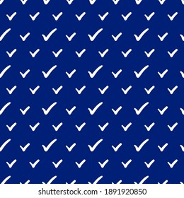 White doodle Grass on blue background. Seamless pattern. Hand-drawn cartoon. Vector illustration.