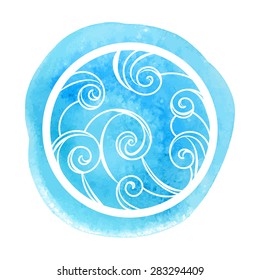 White doodles on watercolor spot