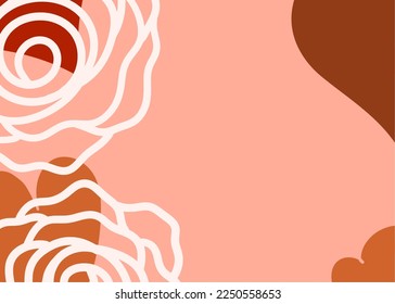 White Doodles Roses on Minimal Illustration Background, Suitable for Backdrop, Product Presentation, and Template in Valentine Day Concept.