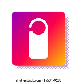White Door hanger tags for room in hotel or resort icon isolated on white background. Please do not disturb sign. Square color button. Vector Illustration