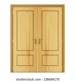 White door on isolated background. Vector design.