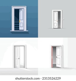 Ilustración vectorial de puerta blanca aislada