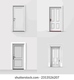 White door set vector isolated
