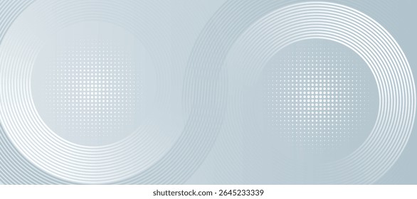 Fondo abstracto de punto blanco con Formas geométricas. Patrón moderno de líneas circulares. Diseño geométrico mínimo. Concepto de tecnología futurista.