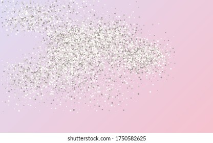 White Dot Abstract Pink Background. Transparent Round Wallpaper. Silver Polka Art Background. Shine Christmas Backdrop.