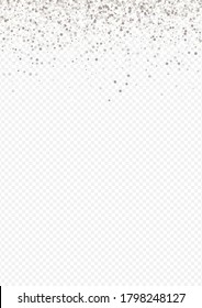 White Dot Christmas Transparent Background. Art Glow Design. Silver Polka Falling Background. Sparkle Abstract Postcard.