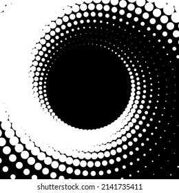 White dot circle frame halftone on the black background. Vector illustration.