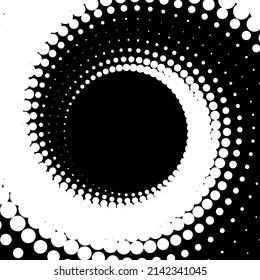 White dot circle frame halftone on the black background. Vector illustration.