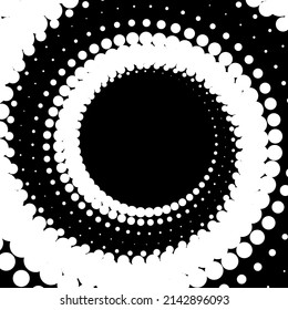 Medio tono del marco de círculo de puntos blancos en el fondo negro. Ilustración vectorial.