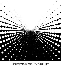 White dot circle halftone on the black background. Vector illustration.	