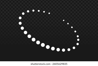 White dot circle vector with a dotted ring on a dark checkered transparent background. Abstract dots and circular design, perfect for geometric patterns, modern dot art, or abstract circles
