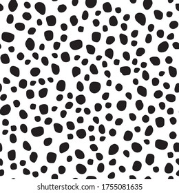 White Dot Ink. Speckle Spot Dirt Print . Animal Blot. Isolated Dot Cheetah Blotter. Seamless Fur Background. Black Animal Polka. Dirty Blot. Irregular Fun Pattern. Animal Brush. Polkadot Paint Texture