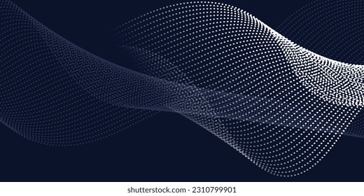 White dot line and blue abstract background