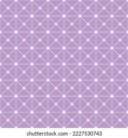 White dot line and square pattern on purple background. Modern abstract pattern backdrop.