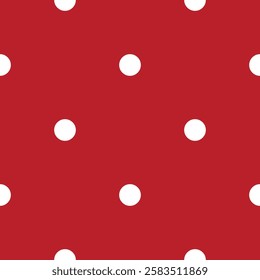 White Dot and red background seamless pattern for textile, wallpaper, print.