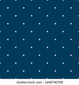 White dots and blue background, Seamless vector pattern. Vector texture for wallpapers, backdrops and page fill. Ideal for greeting card or backdrop template design