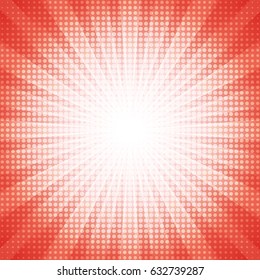 White dots halftone with red abstract star burst abstract background concept