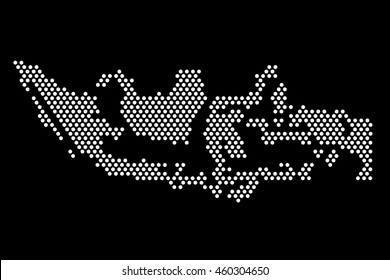 white dots - Map of Indonesia, isolated on white
