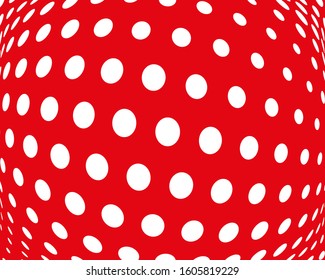 White dots om red background. Surreal pfttern for decoration design. Creative vector concept. Futuristic design backdrop. Abstract artistic backdrop. Graphic pattern.