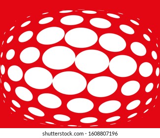 White dots om red background. Surreal pfttern for decoration design. Creative vector concept. Futuristic design backdrop. Abstract artistic backdrop. Graphic pattern.