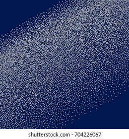 White dots on blue background. Abstract Radial Gradient, Circle halftone Dots, White Dotwork Engraving Pattern, Fine Radial Gradient For Your Design. Vector Illustration.