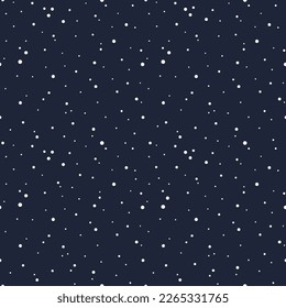 White dots on night sky dark blue background. Abstract vector seamless pattern. Best for textile, print, wrapping paper, package and home decor.