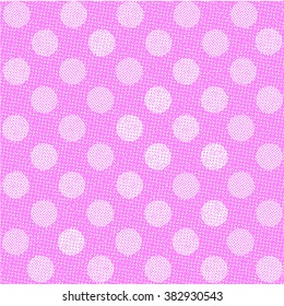 White  dots on pink background. Seamless burlap texture