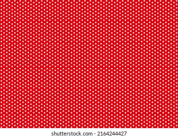 Weiße Punkte auf rotem Hintergrund. Textil auf Erbsen. Nahtloses Muster.
Polka punktet auf die Kulisse.