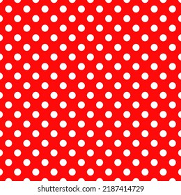 White dots on red background. Polka dot seamless pattern background. Vintage texture or wrapping.