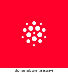 White dots on red background. Unusual fashion logo for copper space, business, startups, online creative and the car companies.
