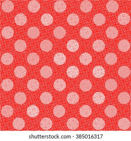 White dots on red background. Seamless pattern